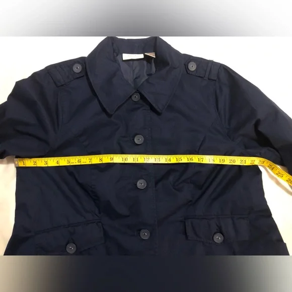 Studio Works navy blue jacket; wonderful button accents at wrists & back, 1X - Picture 5 of 11